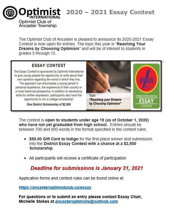 optimist international essay contest